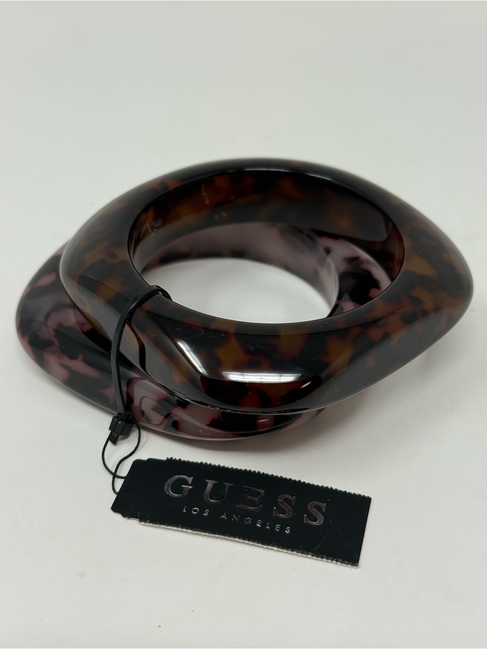 Guess Tortoiseshell Resin Bangle Set - Brown with Pink Accents